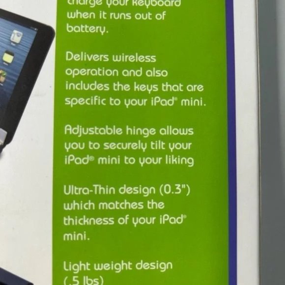 *SOLD* NIB Purple Ultra Thin - Bluetooth Keyboard for iPad Mini - Picture 7 of 10